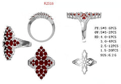 Jewelry Wax Semi Mount Pendant Setting Round RD Cluster 群镶mm