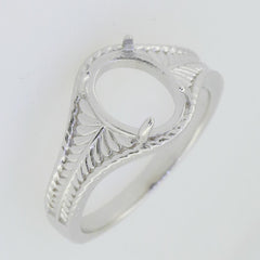 Art Nouveau Sterling Silver Semi Mount Ring Setting Oval OV 10X8mm Cabochon Syzjewelry