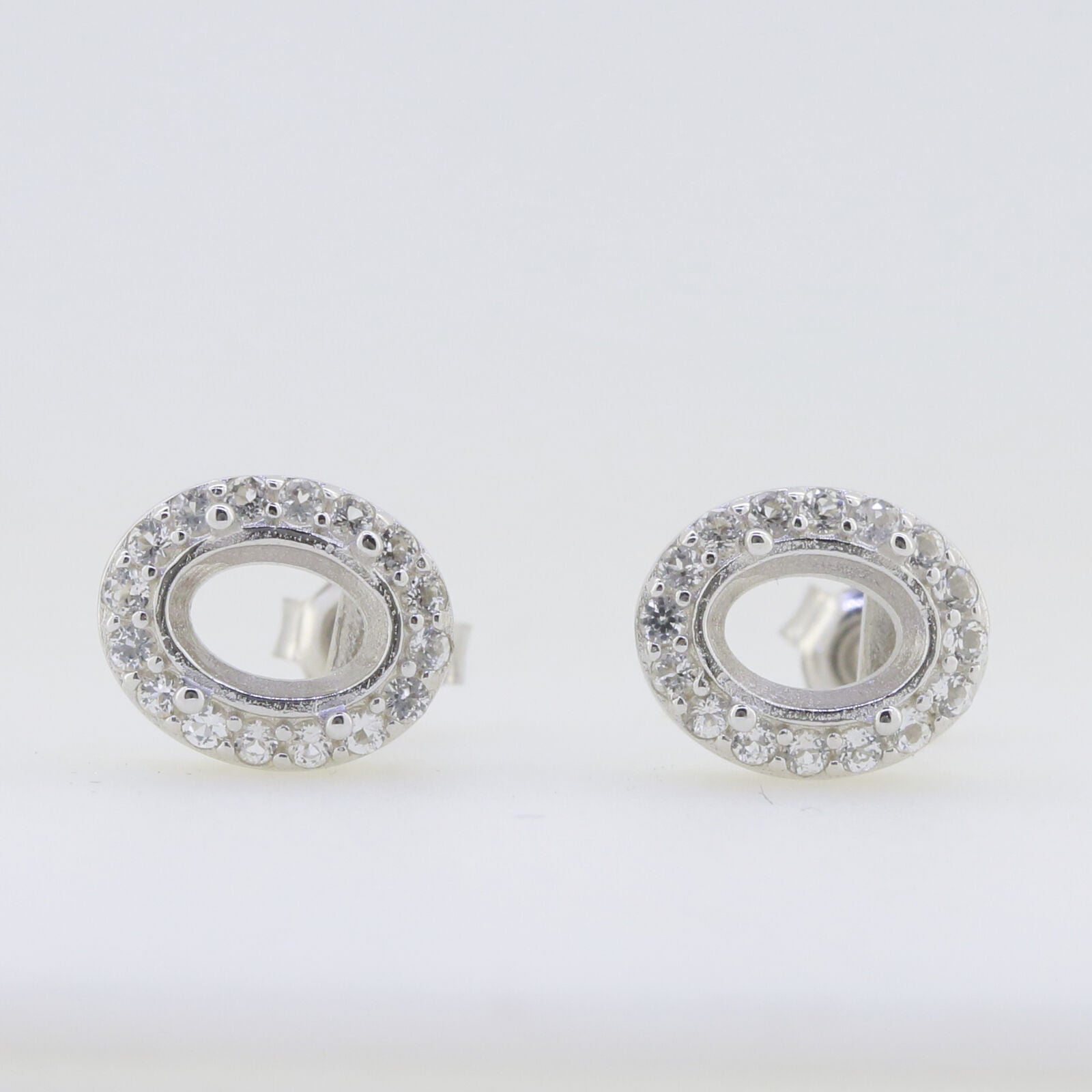 Sterling Silver Semi Mount Earrings Setting Oval OV 7X5mm DHJ