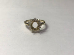 9K Yellow Gold Semi Mount Ring Setting Oval OV 8X6mm Halo CVD Accents Syzjewelry