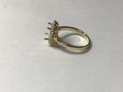 9K Yellow Gold Semi Mount Ring Setting Oval OV 8X6mm Halo CVD Accents Syzjewelry