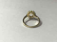 9K Yellow Gold Semi Mount Ring Setting Oval OV 8X6mm Halo CVD Accents Syzjewelry