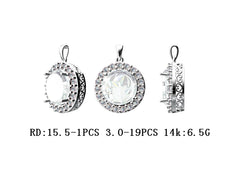 Sterling Silver Semi Mount Pendant Setting Round RD 15x15mm Halo DHJ