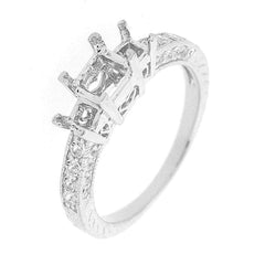 Sterling Silver Semi Mount Ring Setting Princess SQ 5x5 3x3mm White Topaz - Syzjewelry