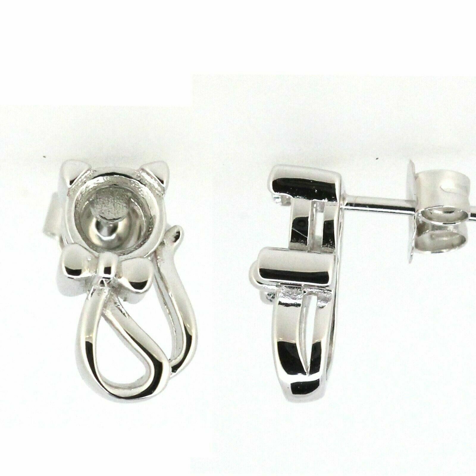Sterling Silver Semi Mount Stud Earrings Setting Round Rd 5x5mm