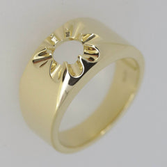 Men's 10K Yellow Gold Men's Ring Settings Ring Mounting Round 7mm RD 7x7mm Solid - Syzjewelry