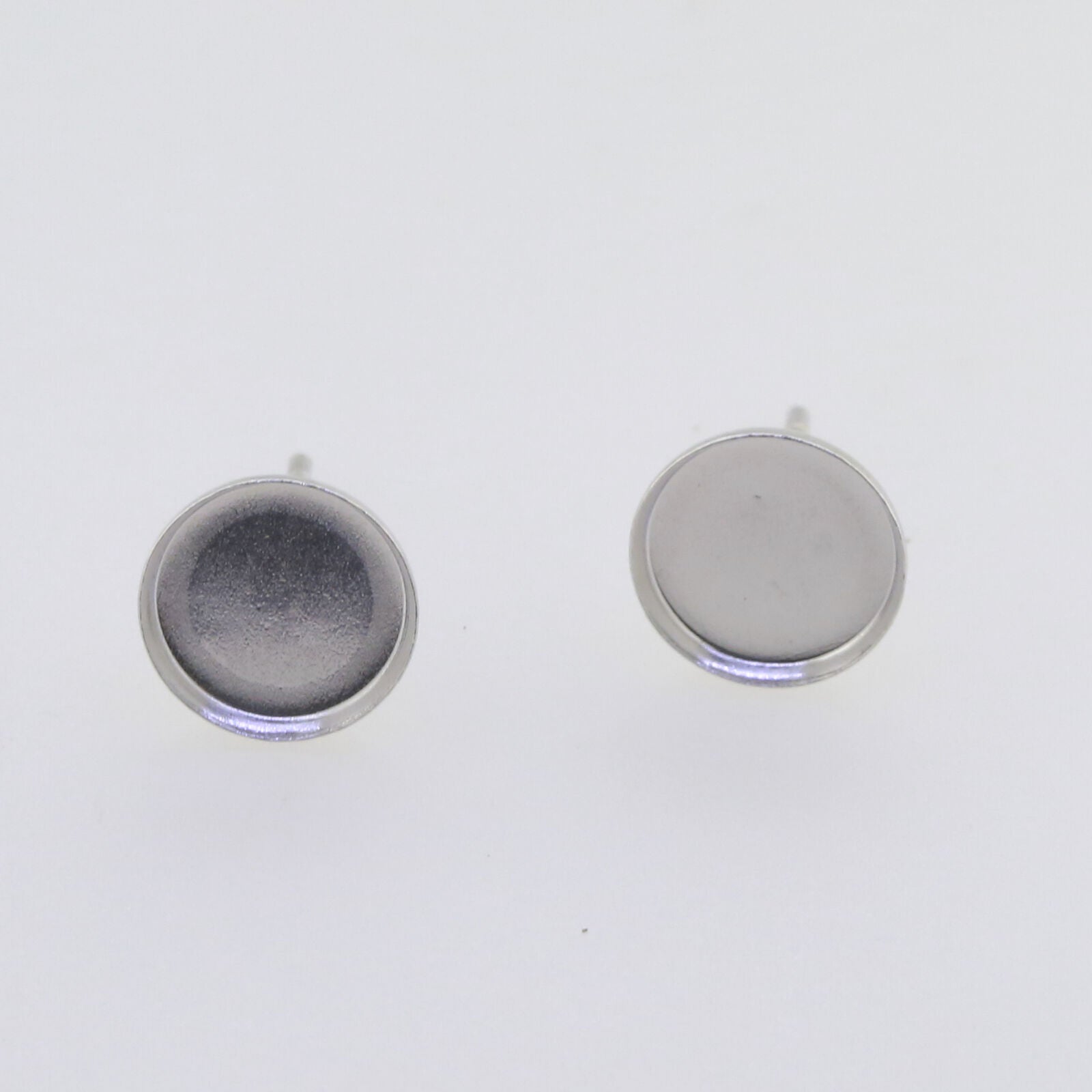 Sterling Silver Semi Mount Earrings Setting Cab Round RD 6x6 8x8 10x10mm Stud