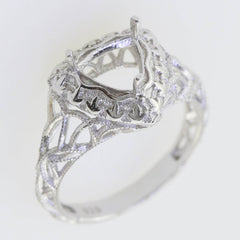 Sterling Silver Semi Mount Ring Setting Trillion Tri 7x7mm Art Deco Style - Syzjewelry