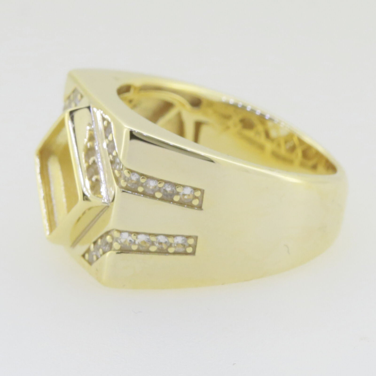 10K Yellow Gold Semi Mount Ring Setting Princess 7mm Male Men's Ring Sz 11 Bezel