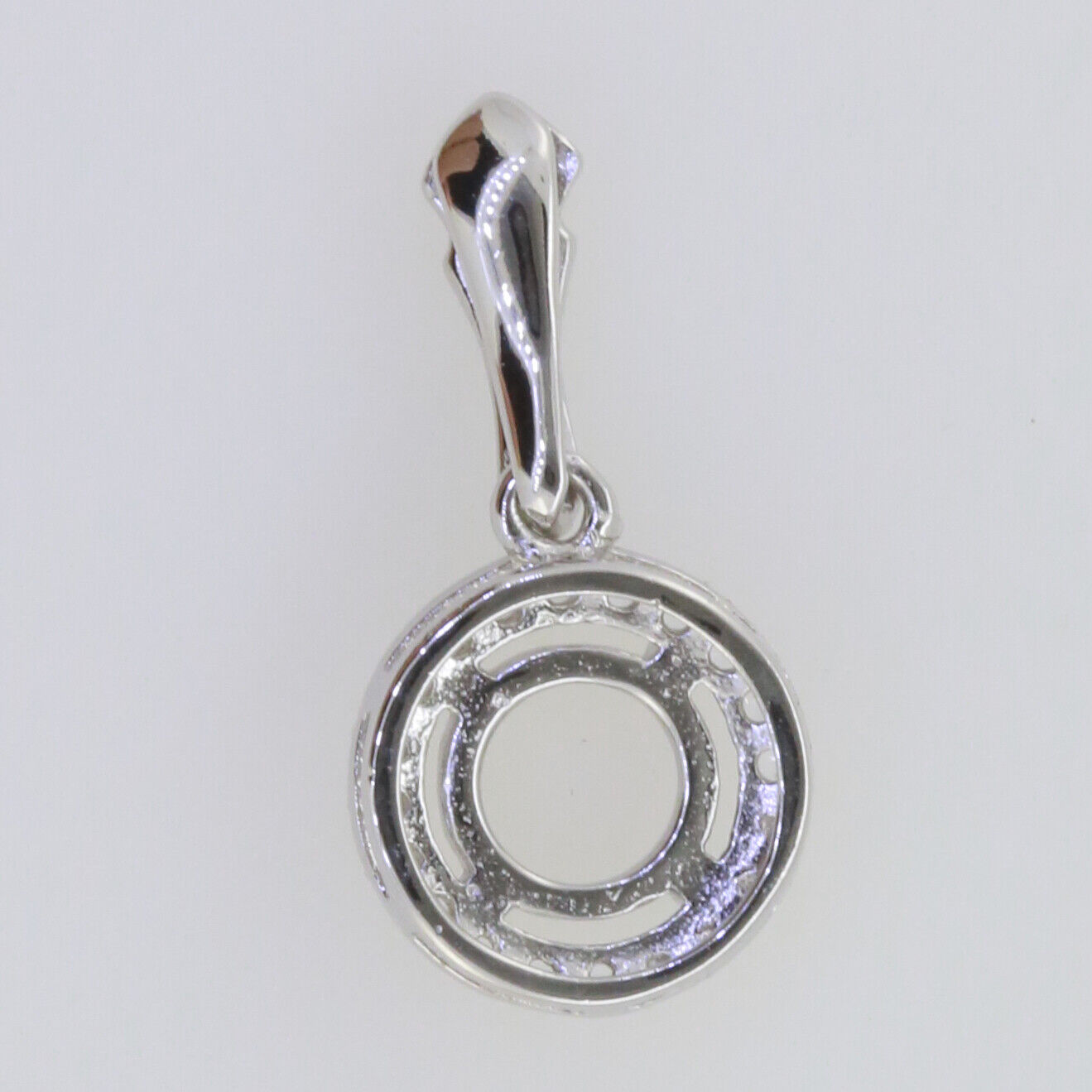 Sterling Silver Semi Mount Pendant Setting Round RD 6.5mm Halo Topaz Solitaire
