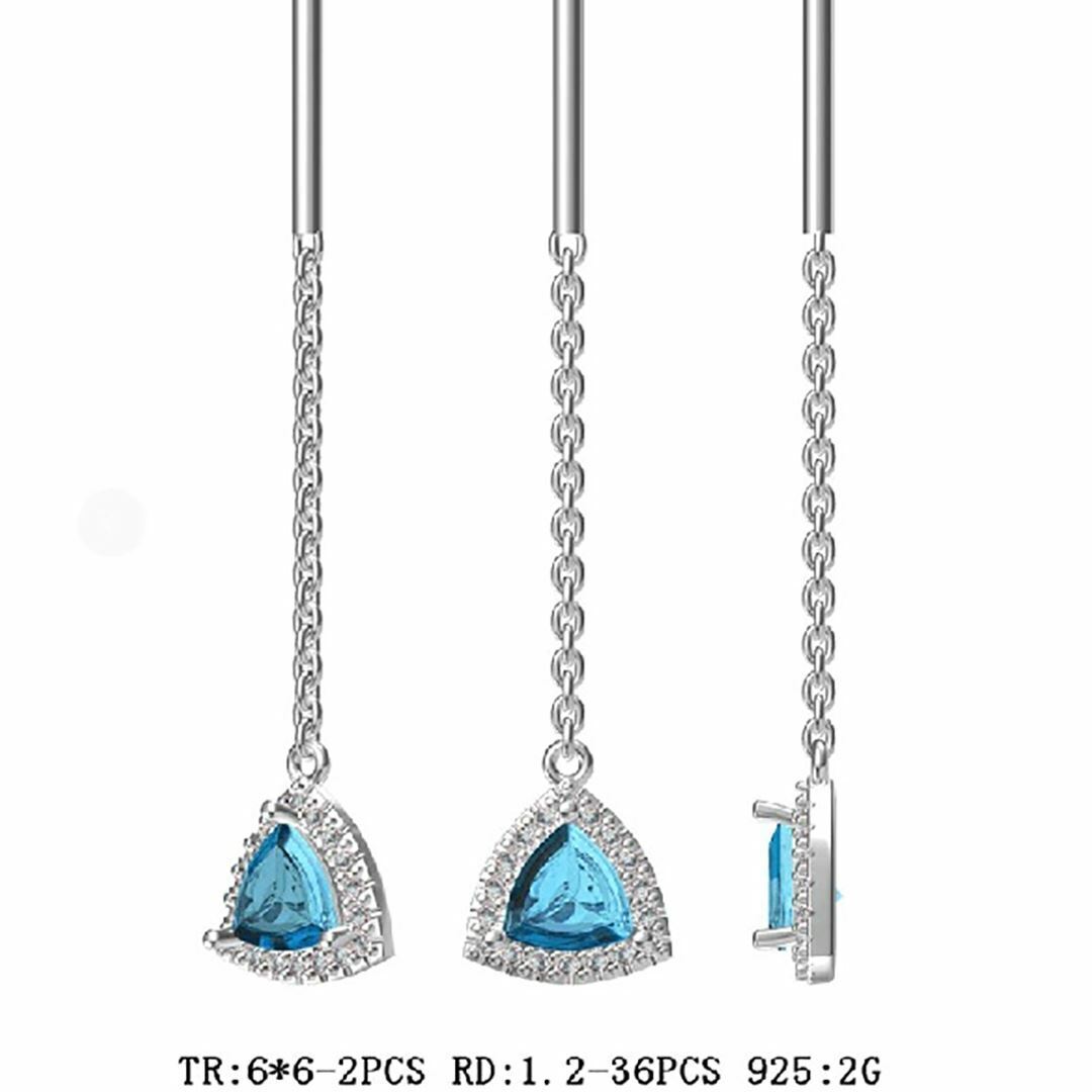 Sterling Silver Semi Mount Earrings Setting Trillion TR 6X6mm White Topaz