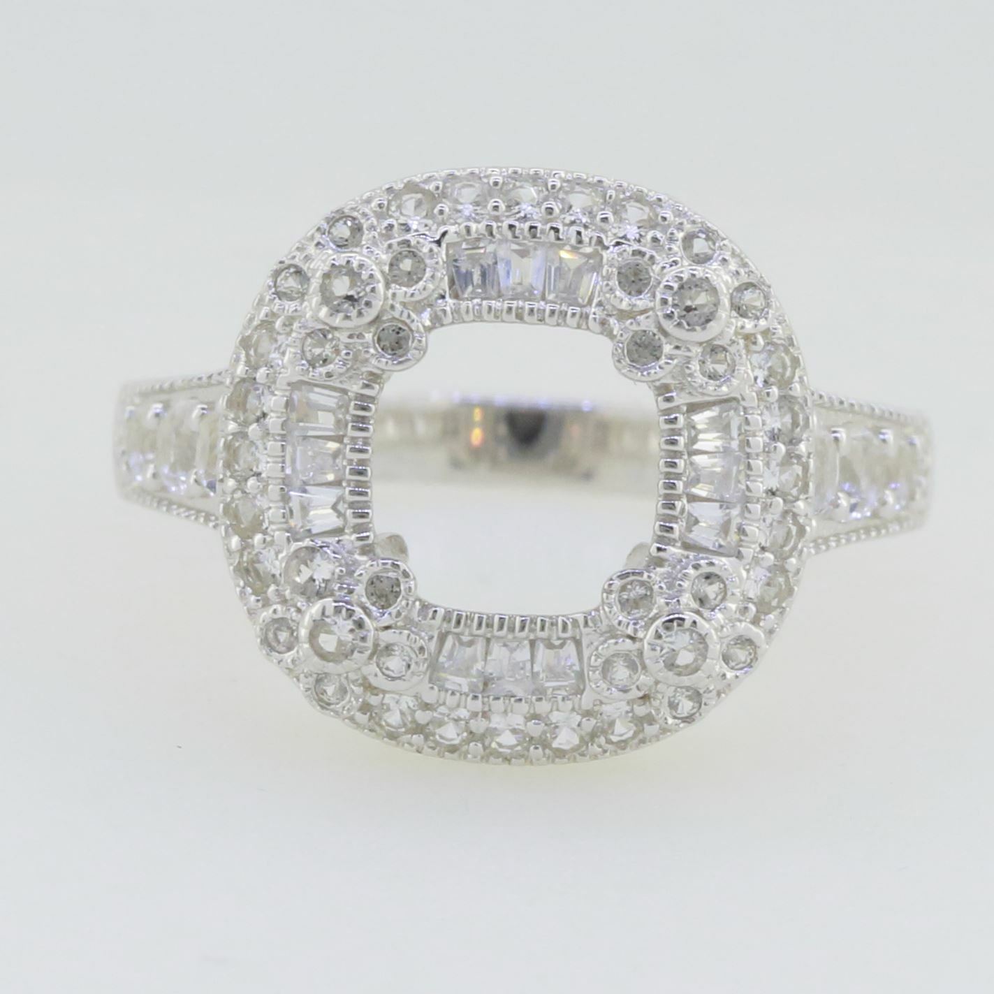 Sterling Silver Semi Mount Ring Setting Cushion CU 7X7mm White Topaz Solid