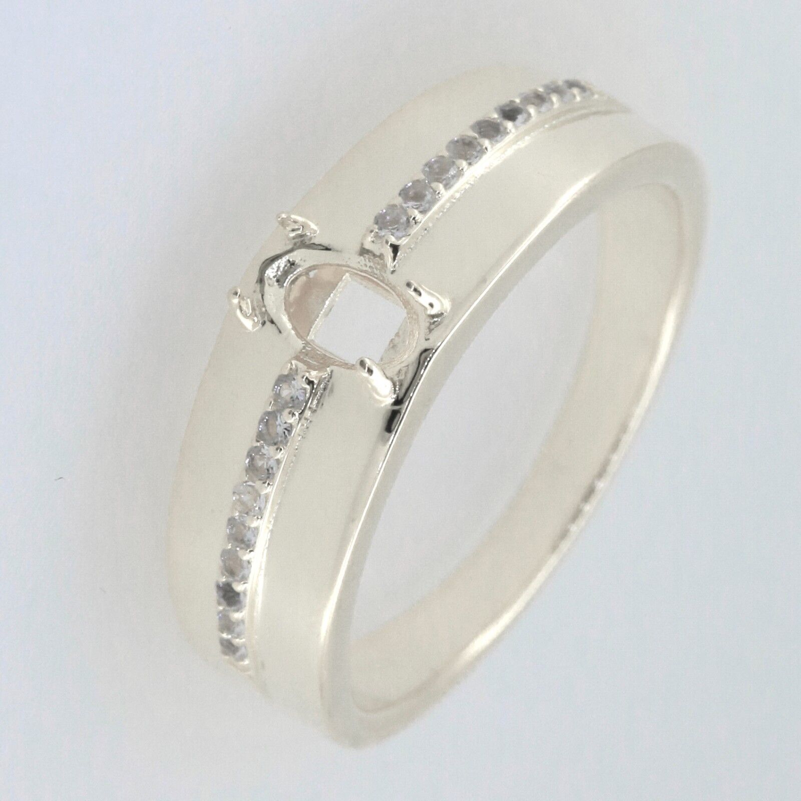 Men's Sterling Silver Semi Mount Ring Setting Oval OV 7X5mm Size 10 Wh