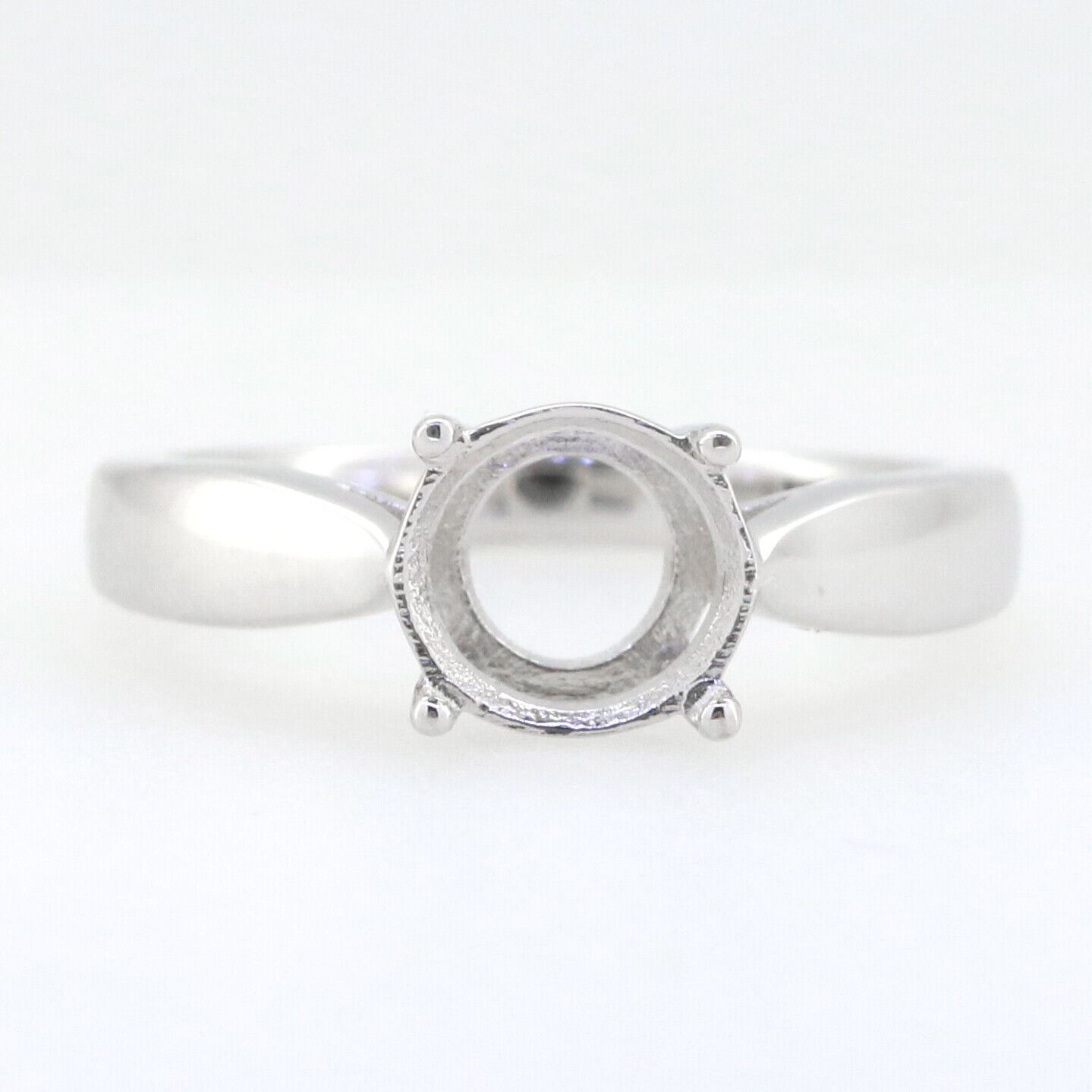 14K White Gold Semi Mount Ring Setting Round RD 8x8mm Solitaire