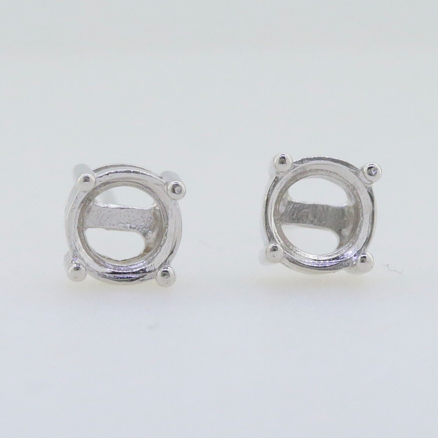 Sterling Silver Semi Mount Earrings Setting Round RD 6x6mm Stud