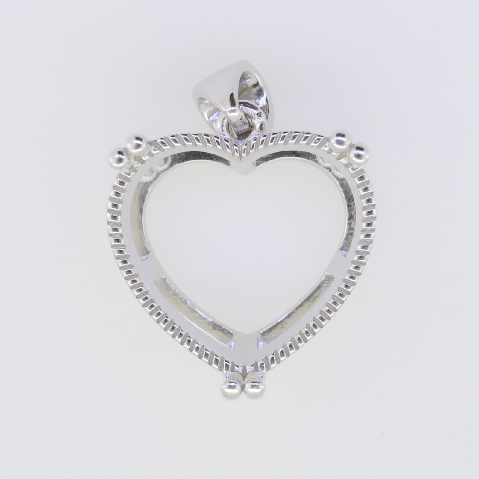 Sterling Silver Semi Mount Pendant Setting Heart HT 20x20mm Milgrain