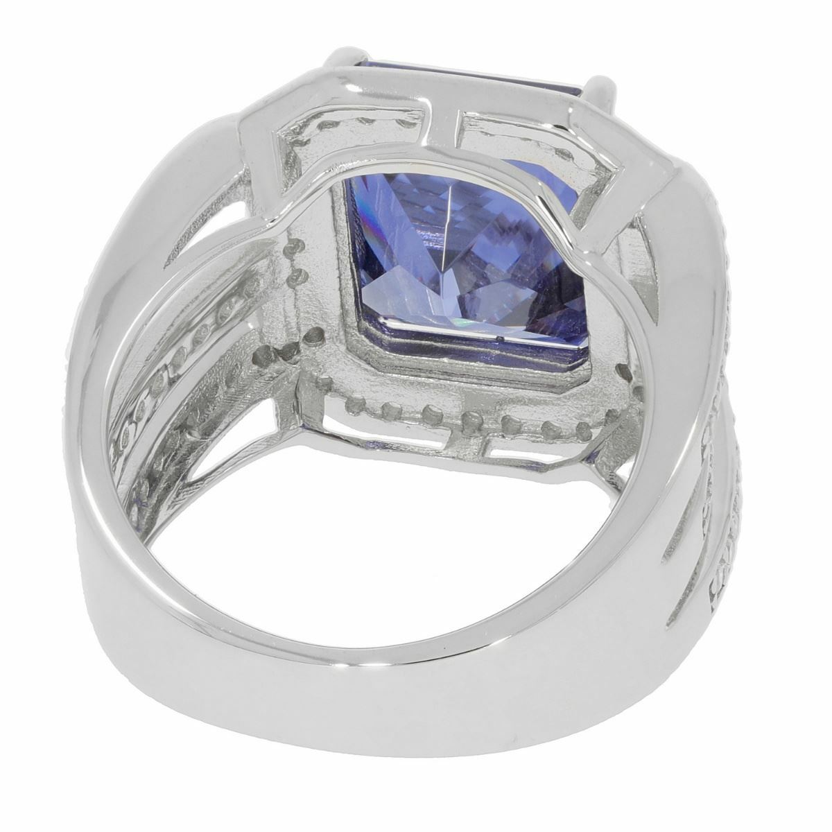 10K White Gold Semi Mount Ring Setting Emerald OCT 14X10mm Halo Engagement Ring