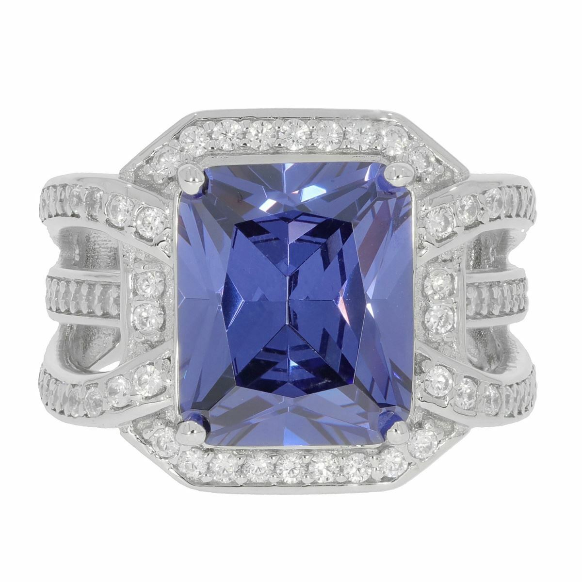 10K White Gold Semi Mount Ring Setting Emerald OCT 14X10mm Halo Engagement Ring