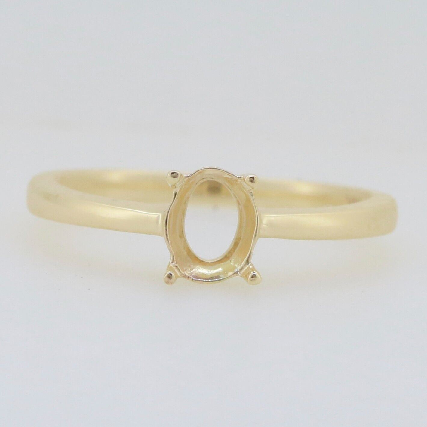 14K Yellow Gold Semi Mount Ring Setting Oval OV 7x5mm Solitaire