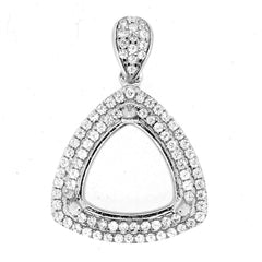 Sterling Silver Semi Mount Pendant Setting Trillion Tri 12x12mm Halo White Topaz - Syzjewelry