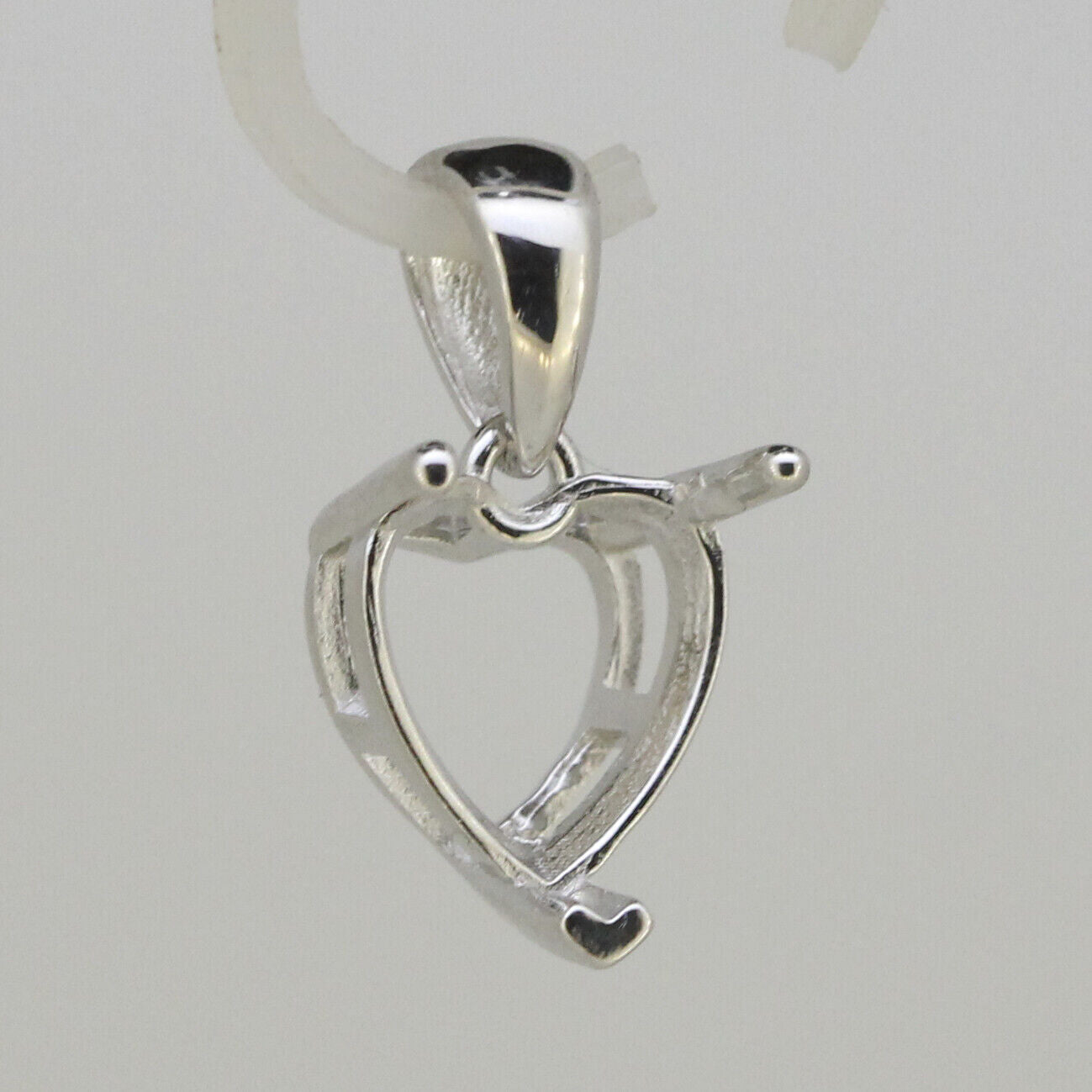 Sterling Silver Semi Mount Pendant Setting Heart HT 9x9mm White Topaz L415P415-D