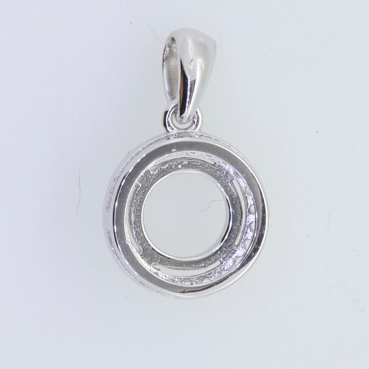 Sterling Silver Semi Mount Pendant Setting Round RD 4x4mm Halo Topaz Cab