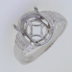 Sterling Silver Semi Mount Ring Setting Oval OV 13x11mm Cabochon White Topaz - Syzjewelry