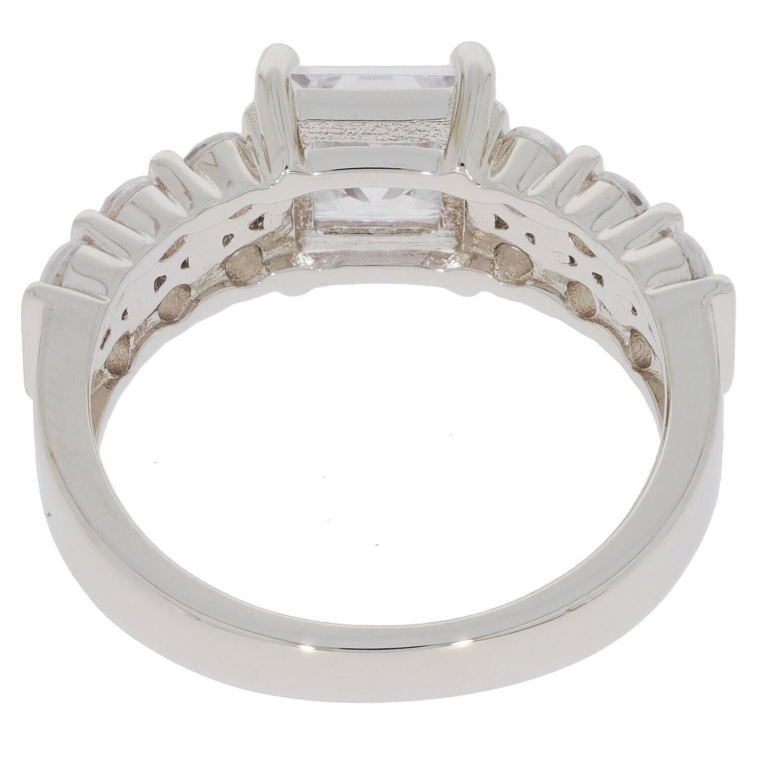 Sterling Silver Semi Mount Ring Setting Princess SQ 6X6mm W/ White Topaz