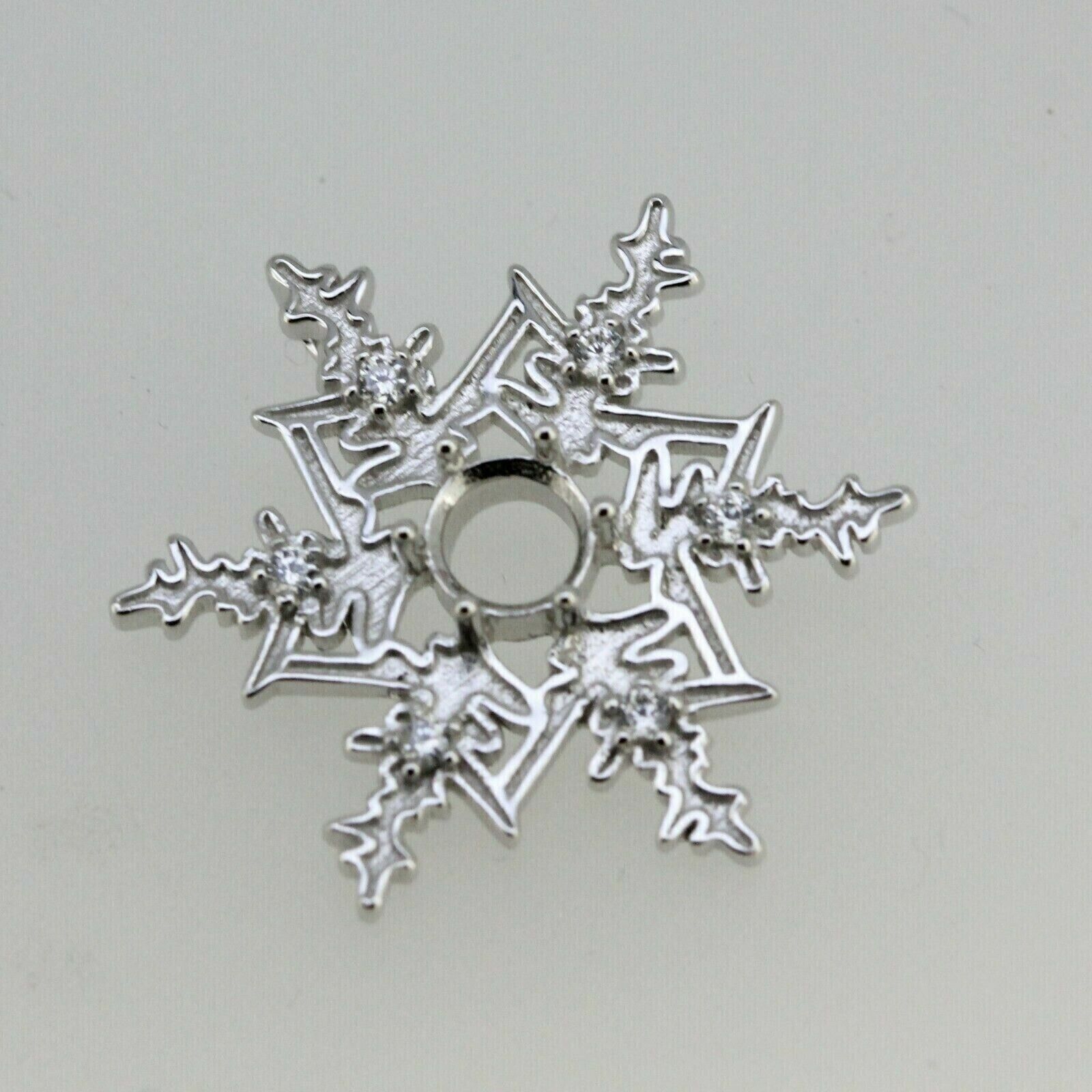 Snowflake Sterling Silver Semi Mount Pendant Setting Round RD 6x6mm Moissanite
