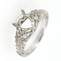 Sterling Silver Semi Mount Ring Setting Pear PE 7x5mm Art Deco Style White Topaz - Syzjewelry