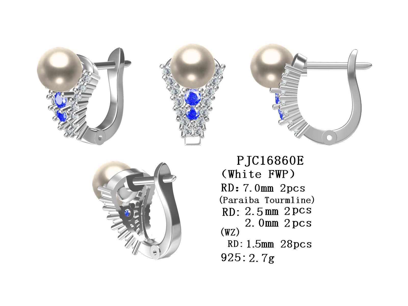Sterling Silver Semi Mount Earrings Setting Round RD 7x7mm Pearl Topaz 16860