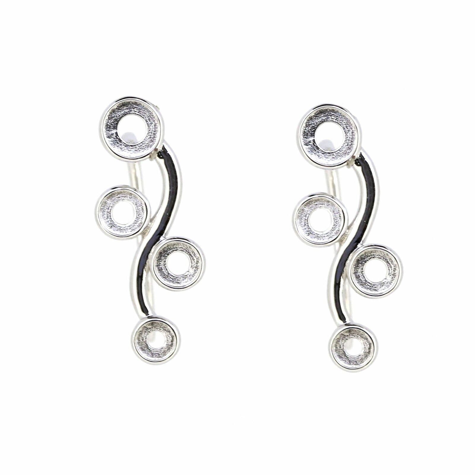 Sterling silver Semi Mount Earrings Setting RD 5x5 4x4 3.5x3.5mm Hook