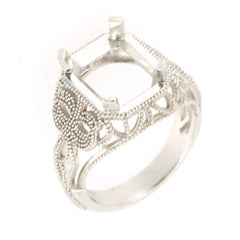 Sterling Silver Semi Mount Ring Setting Emerald Cut Oct 10x8mm - Syzjewelry