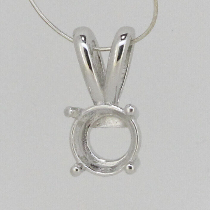 Sterling Silver Semi Mount Pendant Setting Round RD 6x6mm Solitaire