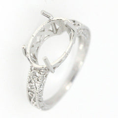 Sterling Silver Semi Mount Ring Setting Oval OV 13x9mm Filigree - Syzjewelry