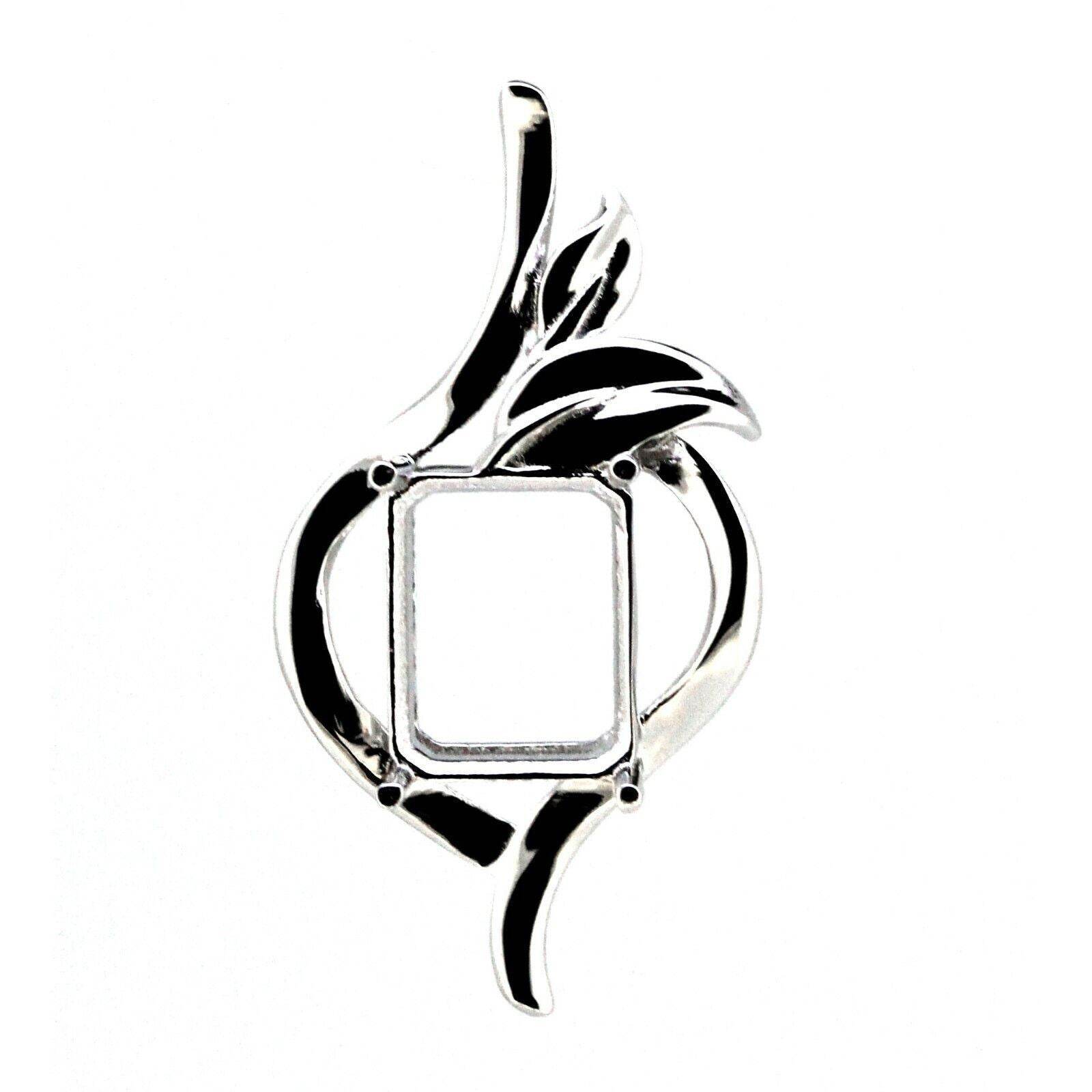Sterling Silver Semi-Mount Pendant Setting for 10x8mm Emerald Cut Stones - Syzjewelry