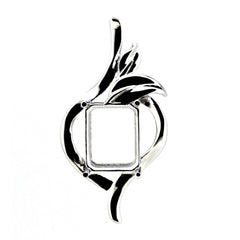 Sterling Silver Semi-Mount Pendant Setting for 10x8mm Emerald Cut Stones - Syzjewelry