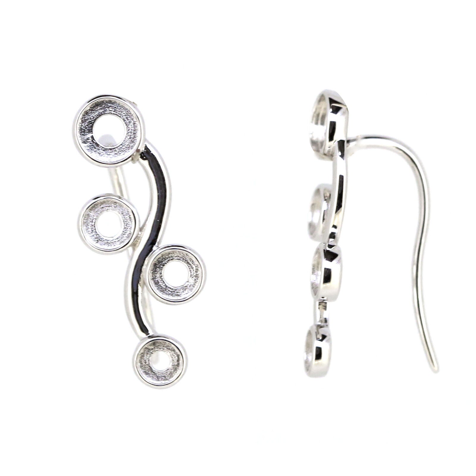 Sterling Silver Semi Mount Earrings Setting RD 5x5 4x4 3.5x3.5mm Hook