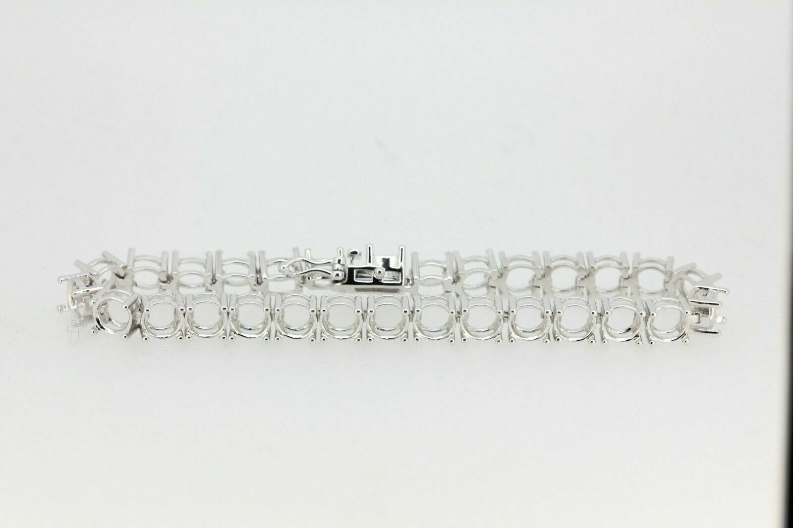 sterling Silver Tennis Bracelet Semi Mount Setting Round RD 6x6mm 7.5" PJC04