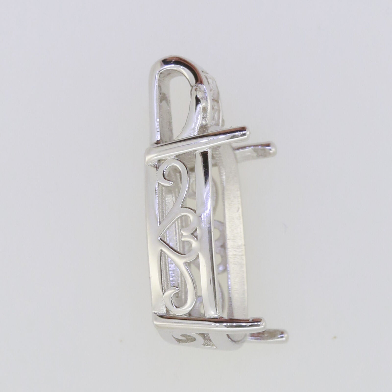 Sterling Silver Semi Mount Pendant Setting Cushion Cu 16X12mm White To