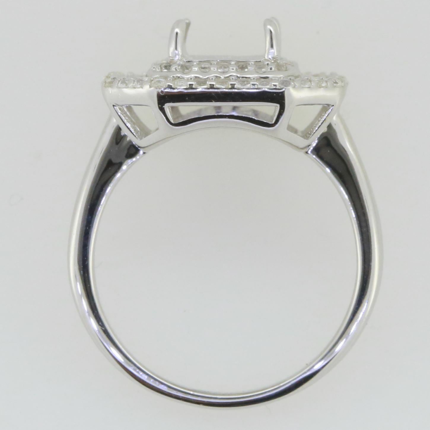 14K White Gold Semi Mount Ring Setting Emerald OCT 9X7mm