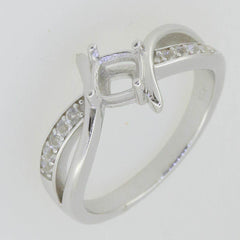 14K White Gold & Natural Diamond Semi Mount Ring Setting Cushion CU 5X5mm 4 Prongs Solitaire - Syzjewelry