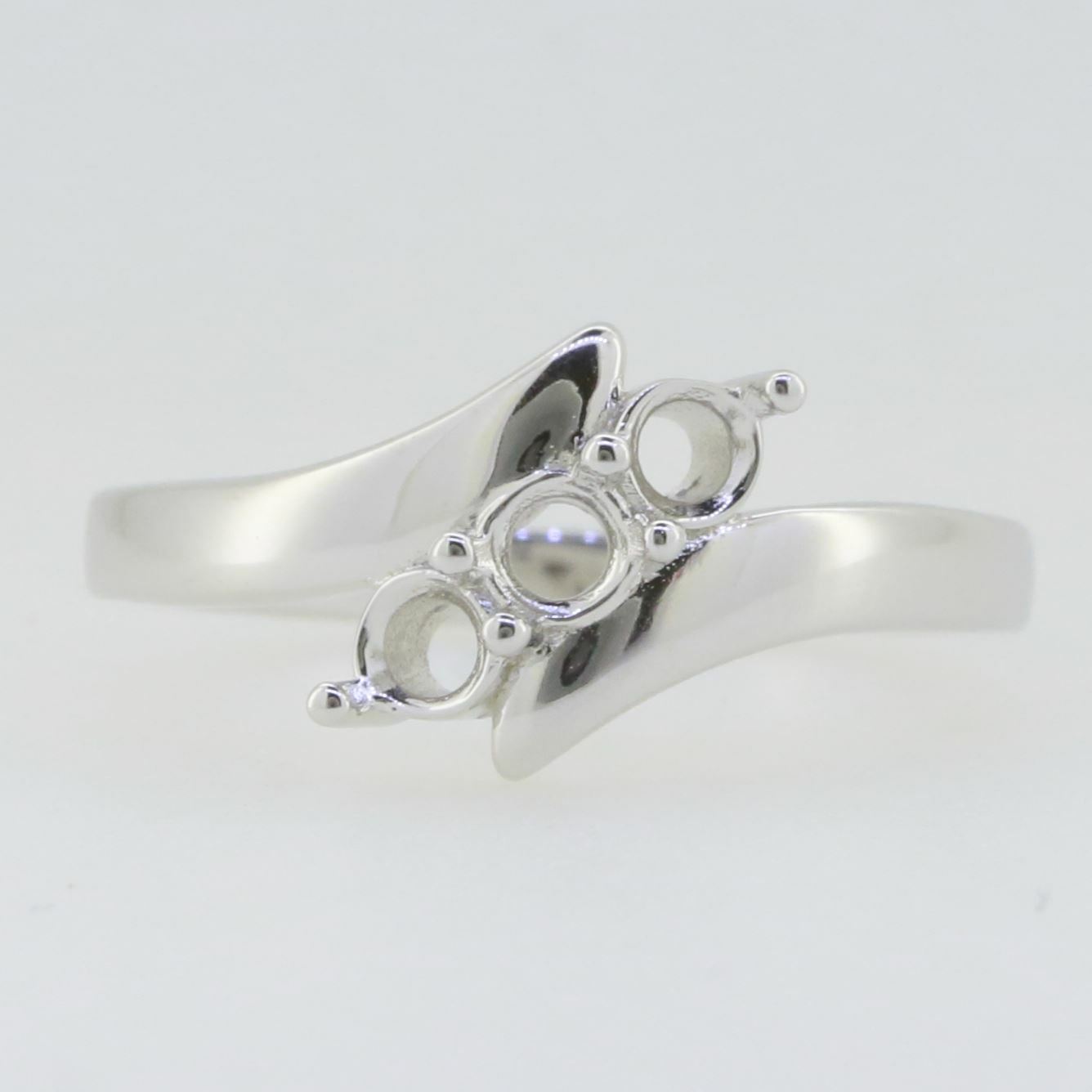 Sterling Silver Semi Mount Ring Setting Round RD 3.5x3.5mm White Topaz