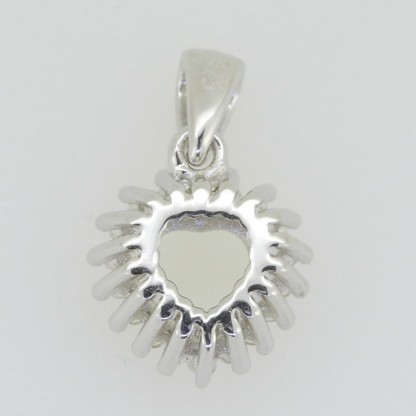 Sterling Silver Semi Mount Pendant Setting Heart HT 6x6mm White Topaz