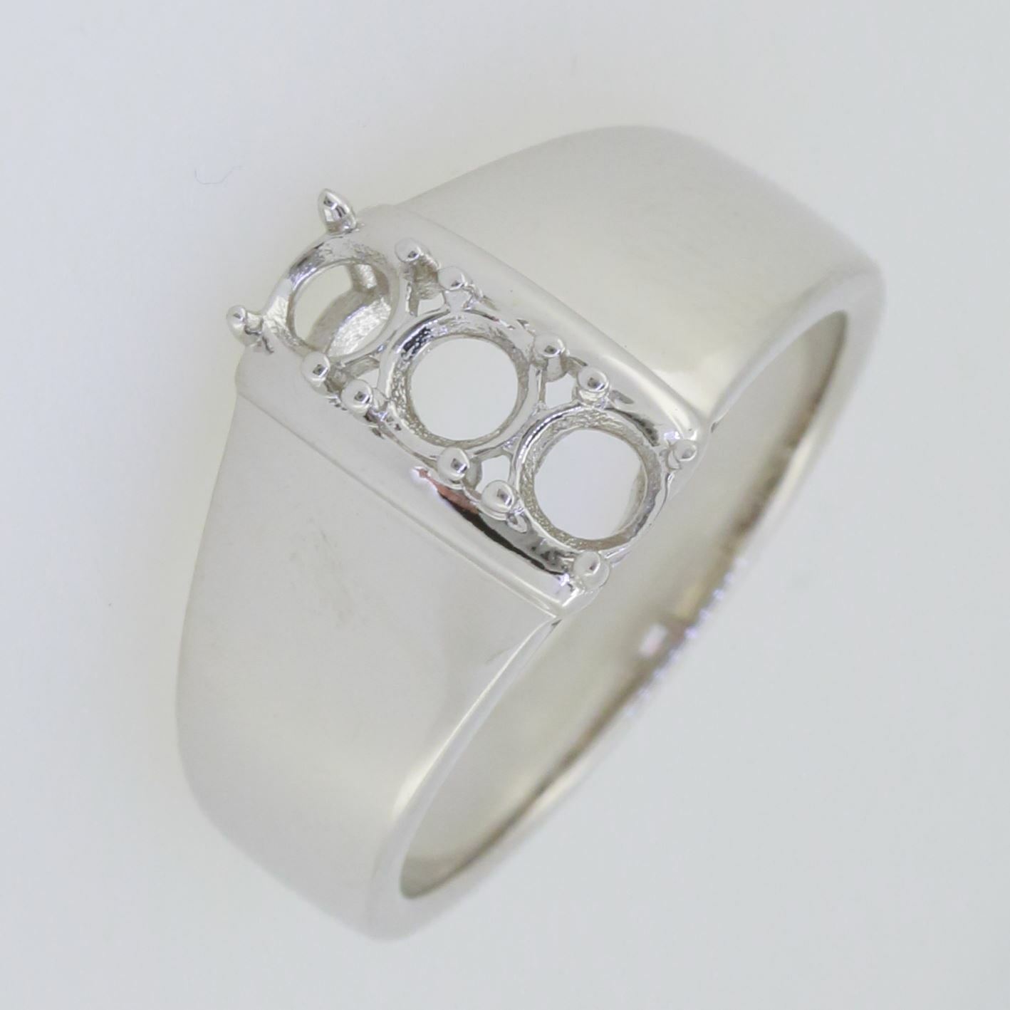 Sterling Silver Semi Mount Ring Setting Round RD 4x4mm White Topaz PJC16714R