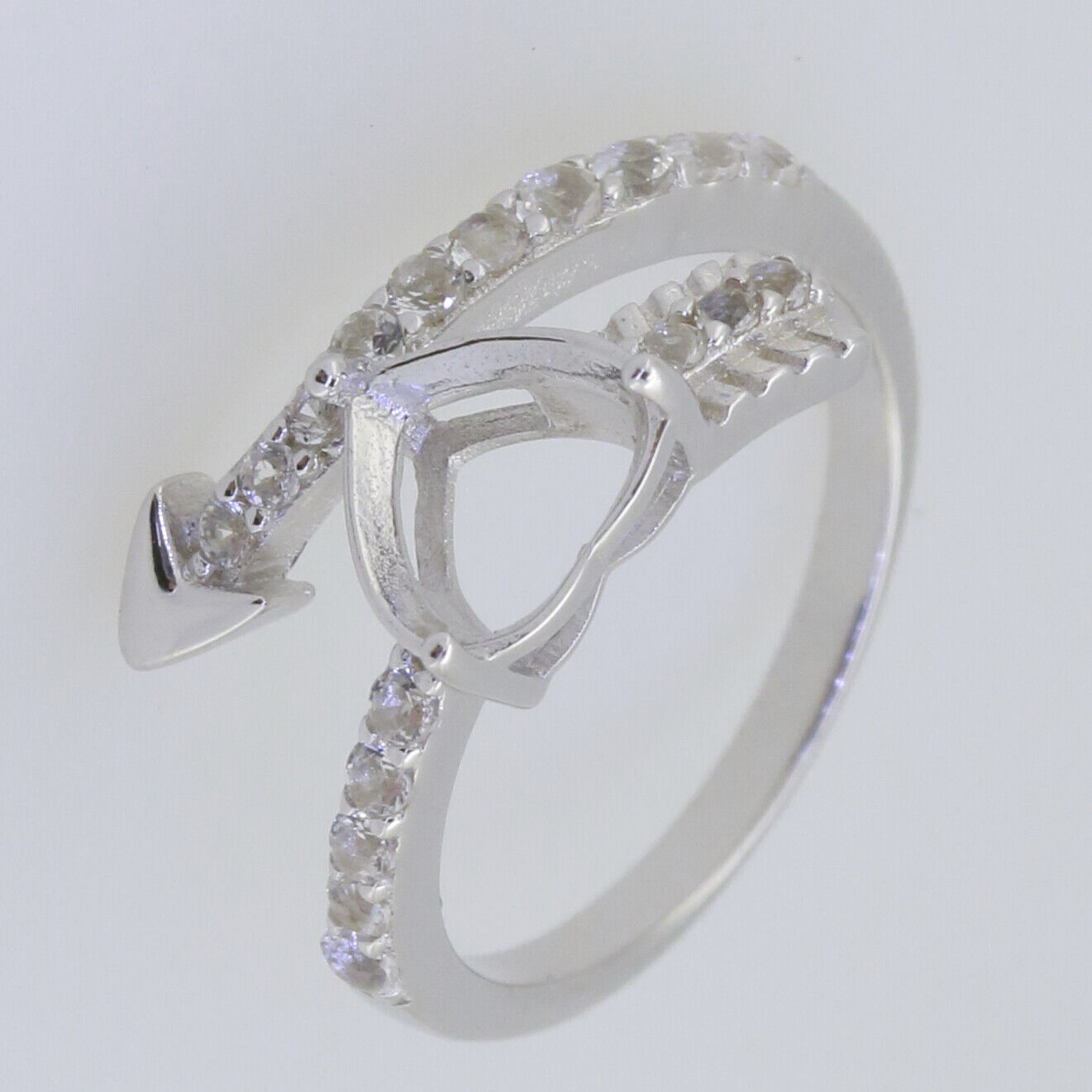 Sterling Silver Semi Mount Ring Setting Heart HT 8x8mm White Topaz