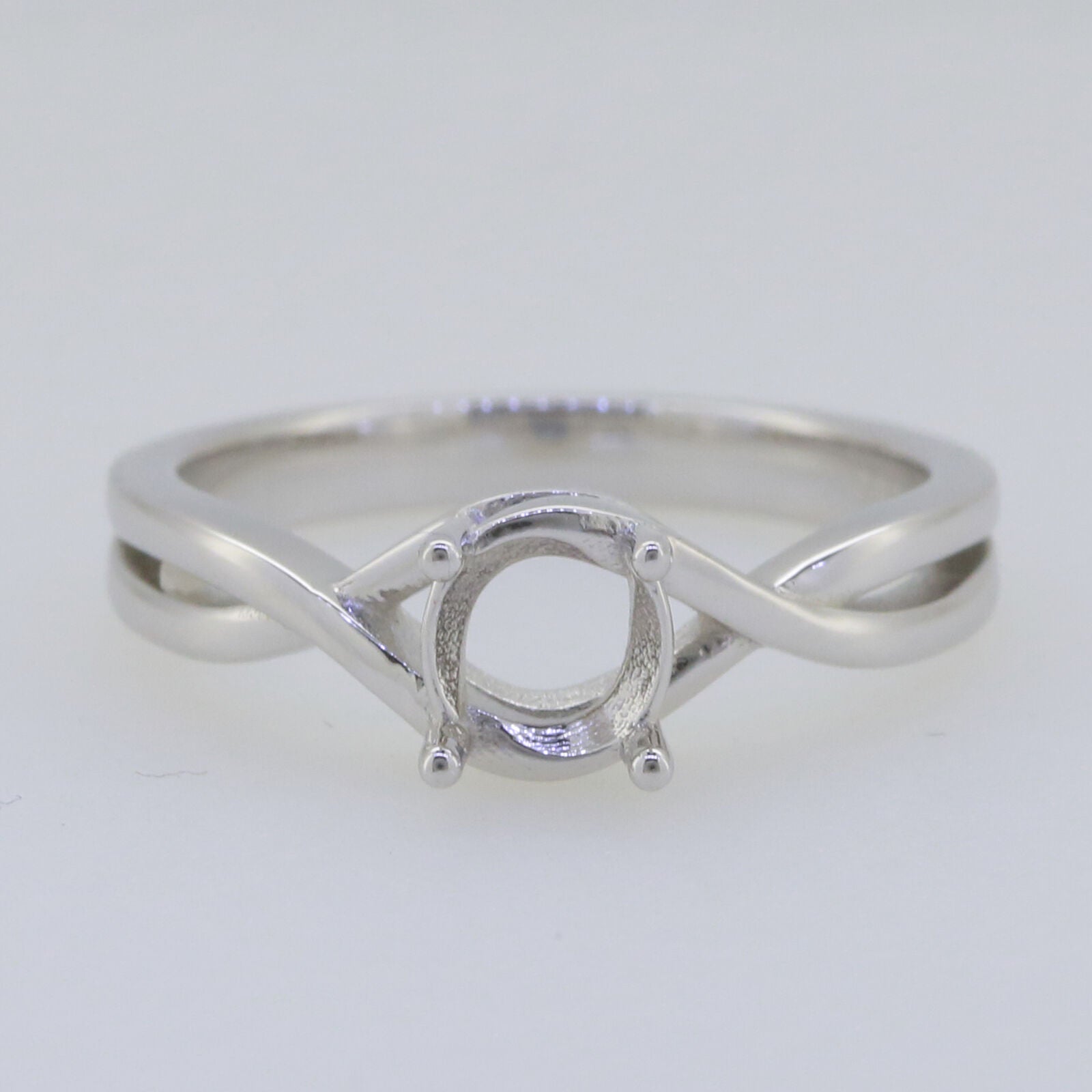 Sterling Silver Semi Mount Ring Setting Round RD 6x6mm Crisscross Whit