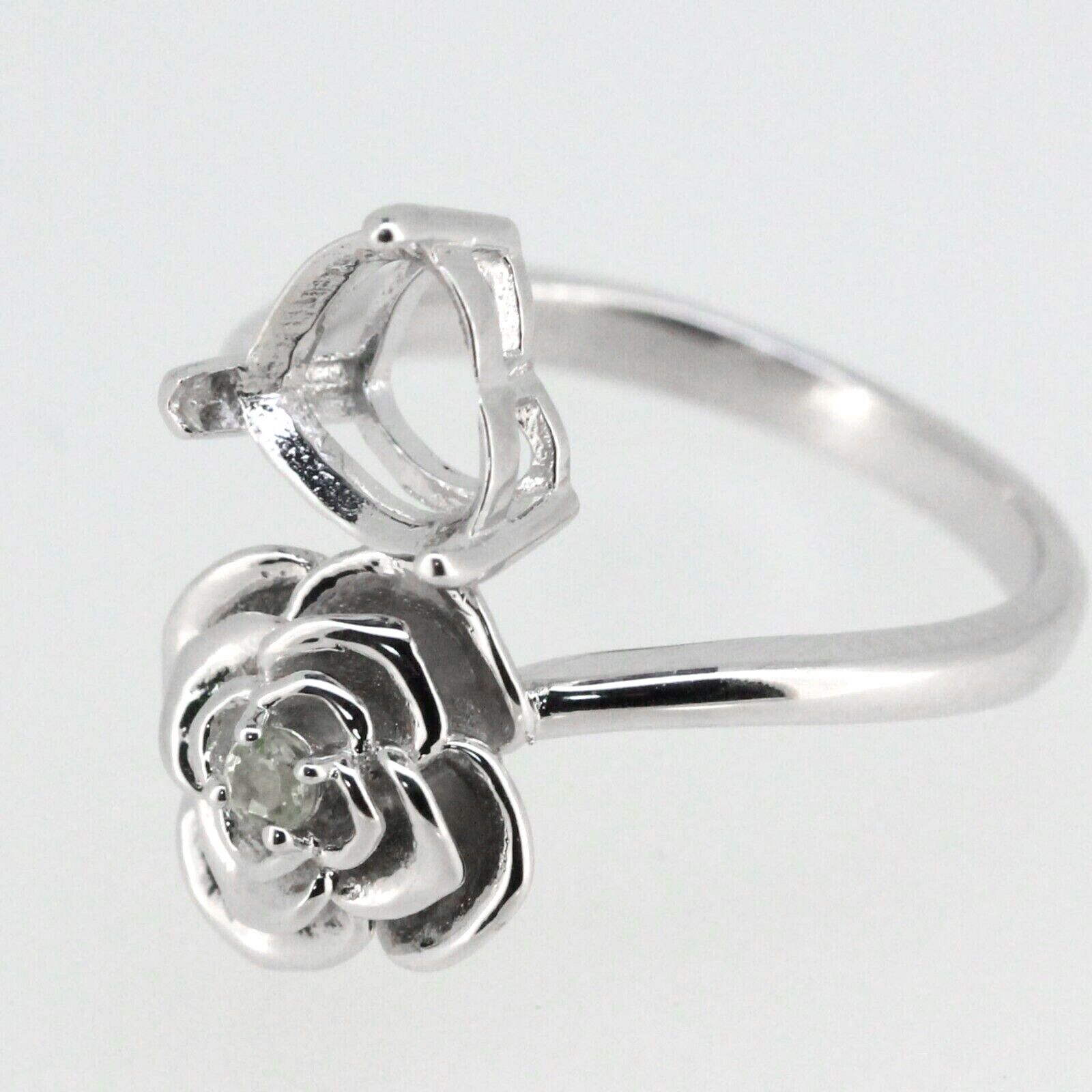 Sterling Silver Semi Mount Ring Setting Heart HT 8x8mm Love Design Whi