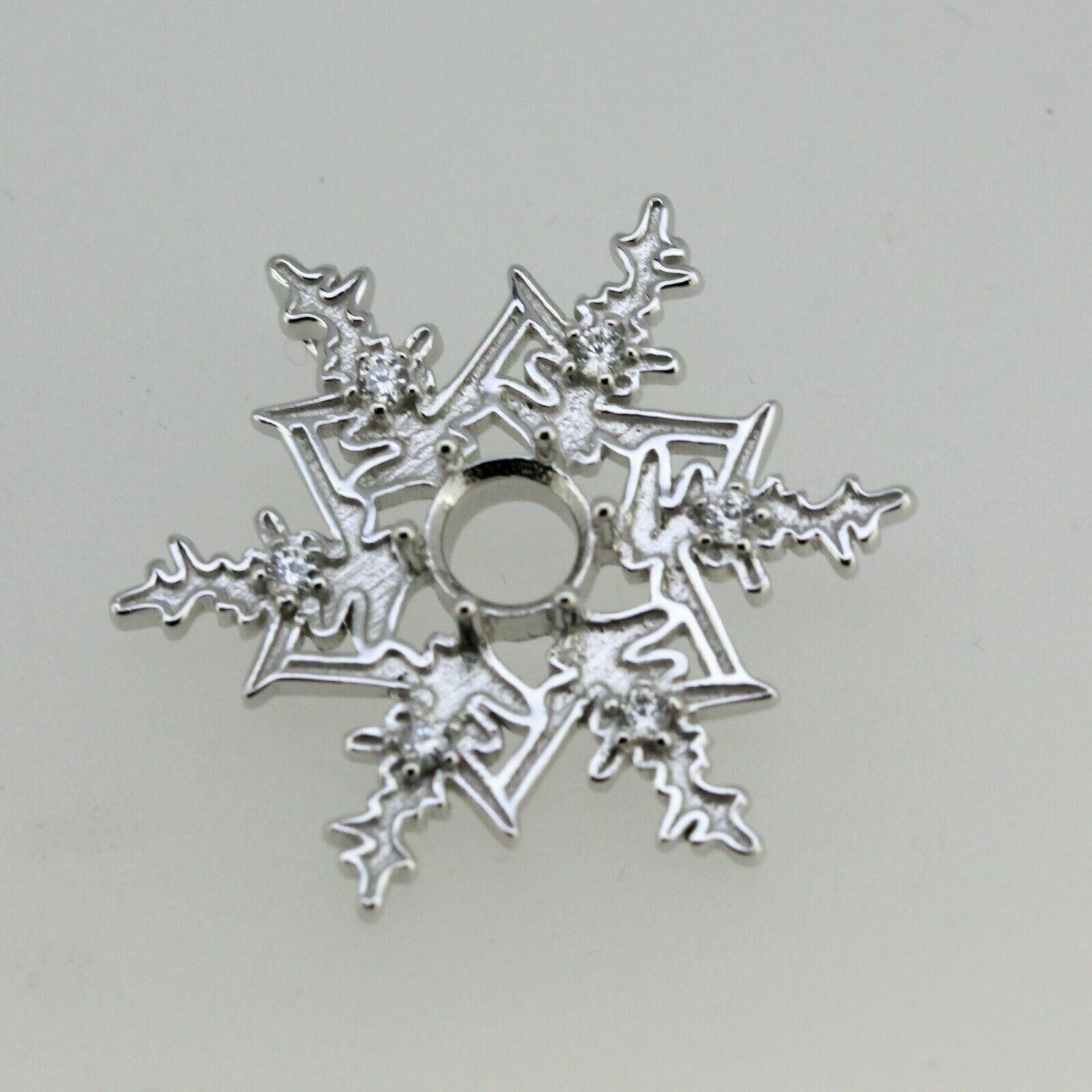 10k Snowflake Semi Mount Pendant Setting Round RD 6x6mm