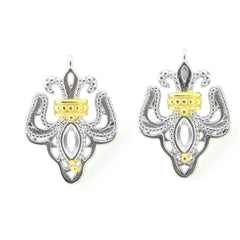 Sterling Silver Semi Mount Earrings Setting MQ 6X3 w/ Jump Ring Fleur De Lis - Syzjewelry